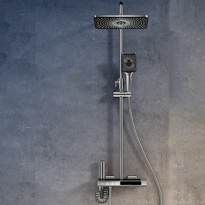 Modern Wall Mounted Shower Combo Slide Bar Included Shower Head Combo Clearhalo 'Bathroom Remodel & Bathroom Fixtures' 'Home Improvement' 'home_improvement' 'home_improvement_shower_faucets' 'Shower Faucets & Systems' 'shower_faucets' 'Showers & Bathtubs Plumbing' 'Showers & Bathtubs' 7157384