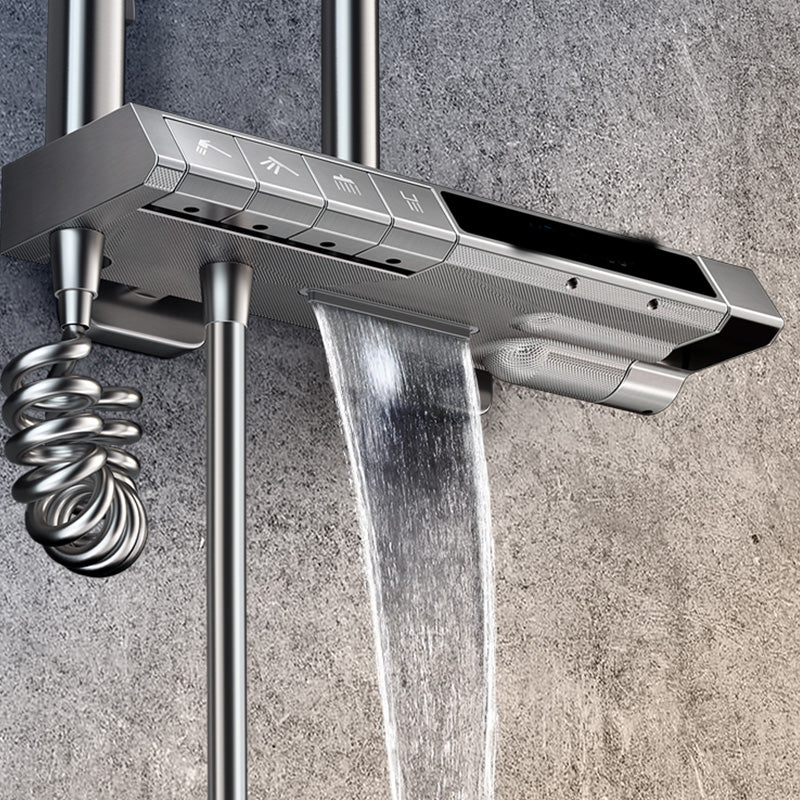Modern Wall Mounted Shower Combo Slide Bar Included Shower Head Combo Clearhalo 'Bathroom Remodel & Bathroom Fixtures' 'Home Improvement' 'home_improvement' 'home_improvement_shower_faucets' 'Shower Faucets & Systems' 'shower_faucets' 'Showers & Bathtubs Plumbing' 'Showers & Bathtubs' 7157392