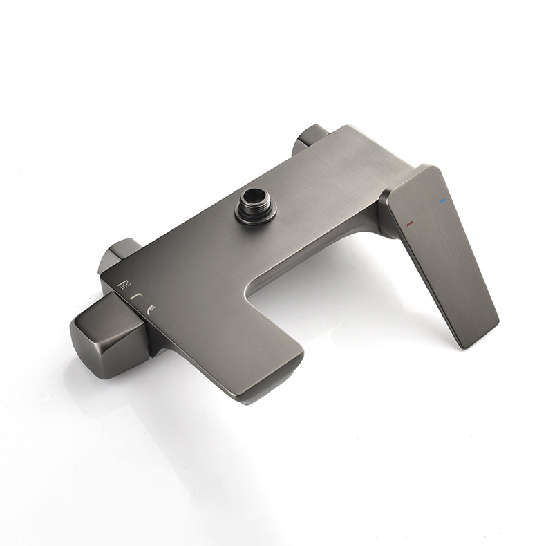 Grey Shower Set Knob Handle Handshower Wall Mounted Square Swivel Shower Set Clearhalo 'Bathroom Remodel & Bathroom Fixtures' 'Home Improvement' 'home_improvement' 'home_improvement_shower_faucets' 'Shower Faucets & Systems' 'shower_faucets' 'Showers & Bathtubs Plumbing' 'Showers & Bathtubs' 7157431