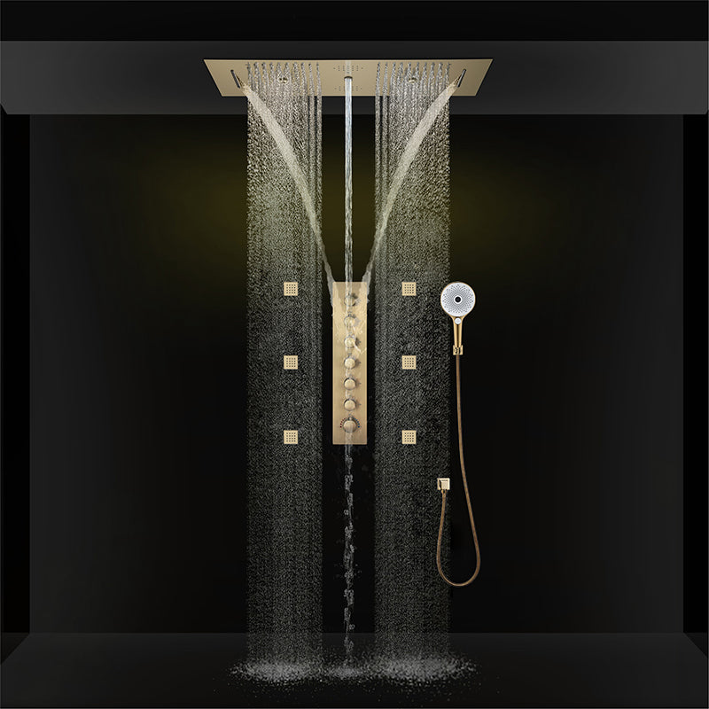 Modern Shower System with Music Playing System Wall Mounted Shower Set Clearhalo 'Bathroom Remodel & Bathroom Fixtures' 'Home Improvement' 'home_improvement' 'home_improvement_shower_faucets' 'Shower Faucets & Systems' 'shower_faucets' 'Showers & Bathtubs Plumbing' 'Showers & Bathtubs' 7157577