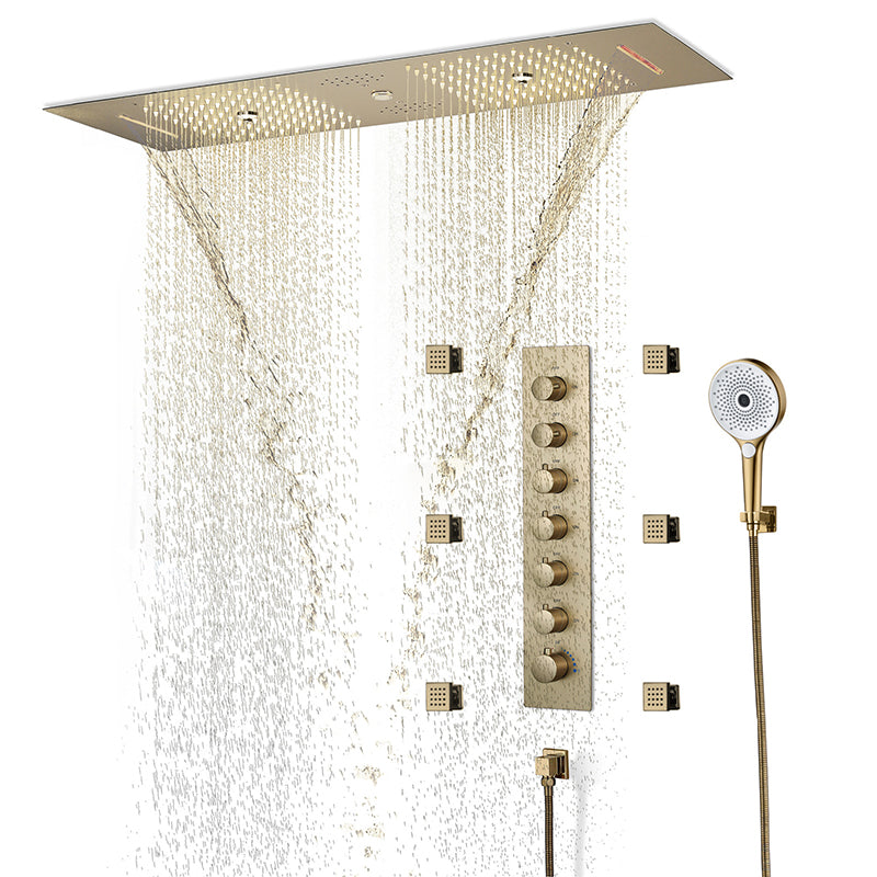 Modern Shower System with Music Playing System Wall Mounted Shower Set Clearhalo 'Bathroom Remodel & Bathroom Fixtures' 'Home Improvement' 'home_improvement' 'home_improvement_shower_faucets' 'Shower Faucets & Systems' 'shower_faucets' 'Showers & Bathtubs Plumbing' 'Showers & Bathtubs' 7157586