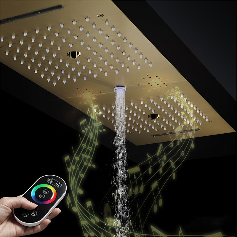 Modern Shower System with Music Playing System Wall Mounted Shower Set Clearhalo 'Bathroom Remodel & Bathroom Fixtures' 'Home Improvement' 'home_improvement' 'home_improvement_shower_faucets' 'Shower Faucets & Systems' 'shower_faucets' 'Showers & Bathtubs Plumbing' 'Showers & Bathtubs' 7157588