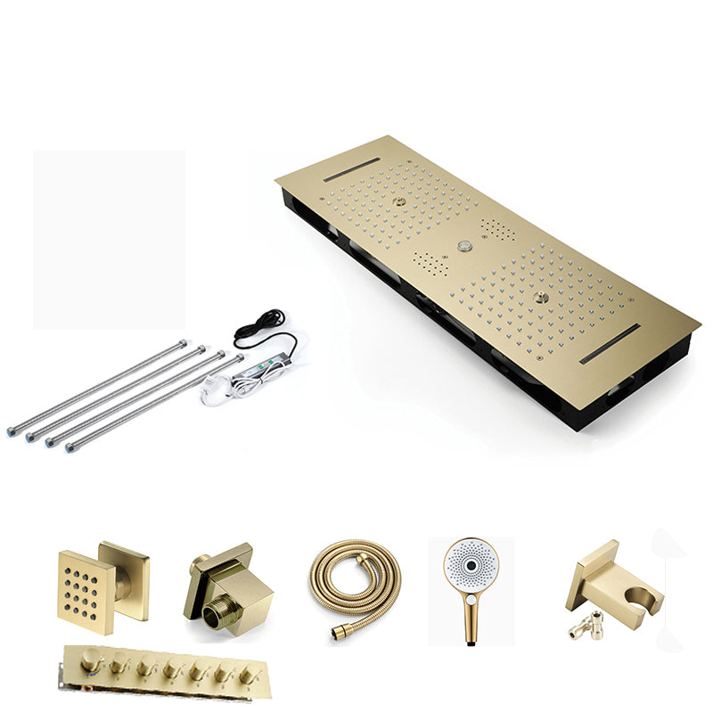 Modern Shower System with Music Playing System Wall Mounted Shower Set Gold Mobile Phone Light Control 4 Clearhalo 'Bathroom Remodel & Bathroom Fixtures' 'Home Improvement' 'home_improvement' 'home_improvement_shower_faucets' 'Shower Faucets & Systems' 'shower_faucets' 'Showers & Bathtubs Plumbing' 'Showers & Bathtubs' 7157591