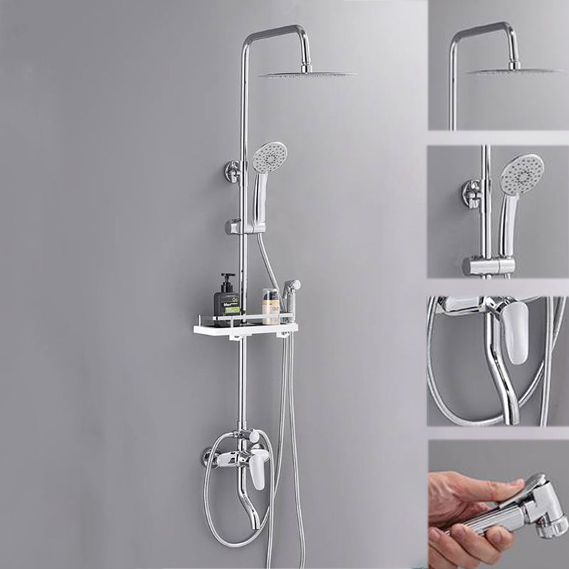 Shower System Rain Handheld Shower Head Wall mounted Adjustable Water Flow Shower System Silver Temperature Control Clearhalo 'Bathroom Remodel & Bathroom Fixtures' 'Home Improvement' 'home_improvement' 'home_improvement_shower_faucets' 'Shower Faucets & Systems' 'shower_faucets' 'Showers & Bathtubs Plumbing' 'Showers & Bathtubs' 7157642
