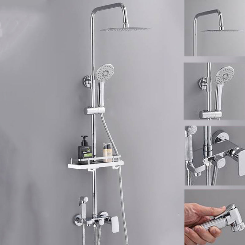 Shower System Rain Handheld Shower Head Wall mounted Adjustable Water Flow Shower System Pewter Temperature Control Clearhalo 'Bathroom Remodel & Bathroom Fixtures' 'Home Improvement' 'home_improvement' 'home_improvement_shower_faucets' 'Shower Faucets & Systems' 'shower_faucets' 'Showers & Bathtubs Plumbing' 'Showers & Bathtubs' 7157644