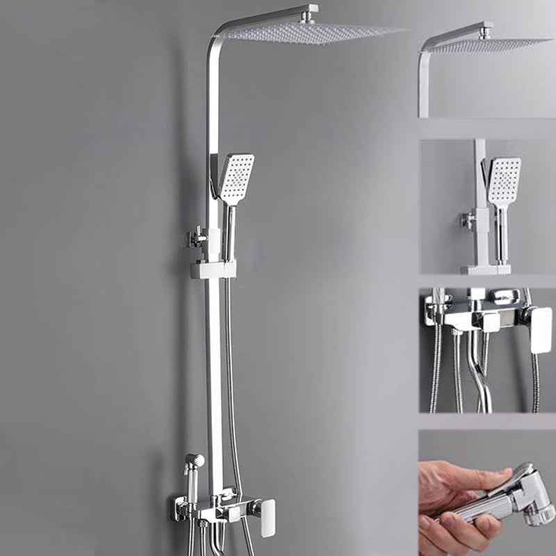 Shower System Rain Handheld Shower Head Wall mounted Adjustable Water Flow Shower System White-Silver Temperature Control Clearhalo 'Bathroom Remodel & Bathroom Fixtures' 'Home Improvement' 'home_improvement' 'home_improvement_shower_faucets' 'Shower Faucets & Systems' 'shower_faucets' 'Showers & Bathtubs Plumbing' 'Showers & Bathtubs' 7157652