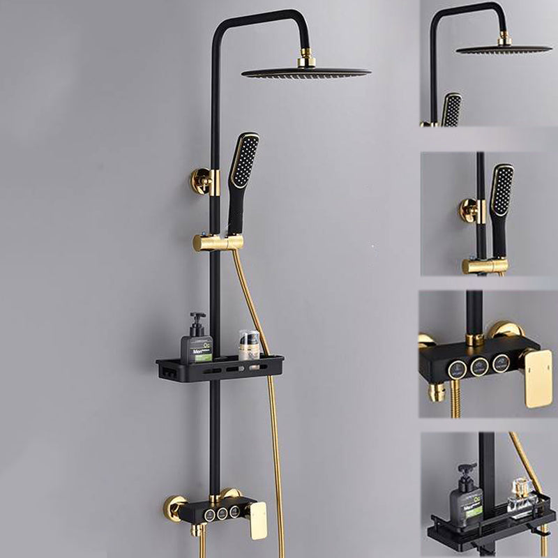 Shower System Rain Handheld Shower Head Wall mounted Adjustable Water Flow Shower System Cream Gray Temperature Control Clearhalo 'Bathroom Remodel & Bathroom Fixtures' 'Home Improvement' 'home_improvement' 'home_improvement_shower_faucets' 'Shower Faucets & Systems' 'shower_faucets' 'Showers & Bathtubs Plumbing' 'Showers & Bathtubs' 7157660