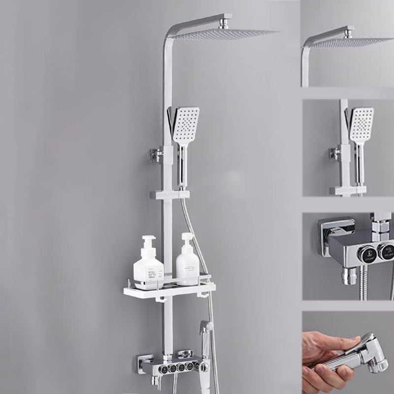 Shower System Rain Handheld Shower Head Wall mounted Adjustable Water Flow Shower System Chrome Thermostatic Clearhalo 'Bathroom Remodel & Bathroom Fixtures' 'Home Improvement' 'home_improvement' 'home_improvement_shower_faucets' 'Shower Faucets & Systems' 'shower_faucets' 'Showers & Bathtubs Plumbing' 'Showers & Bathtubs' 7157666