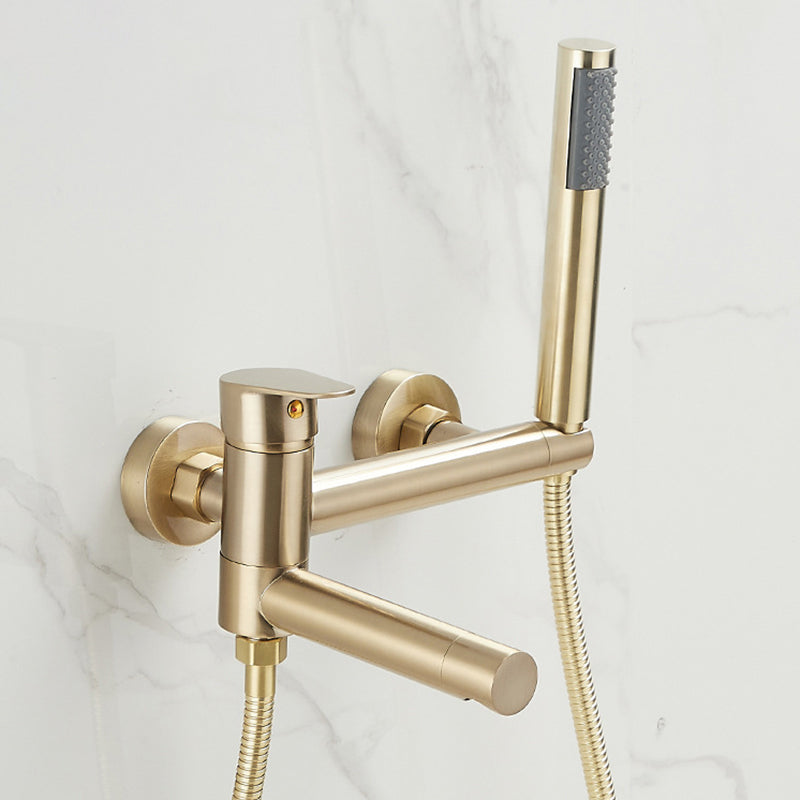 Lever Handle Shower Faucet Single Hand Shower with Shower Hose Gold Round Clearhalo 'Bathroom Remodel & Bathroom Fixtures' 'Home Improvement' 'home_improvement' 'home_improvement_shower_faucets' 'Shower Faucets & Systems' 'shower_faucets' 'Showers & Bathtubs Plumbing' 'Showers & Bathtubs' 7157677