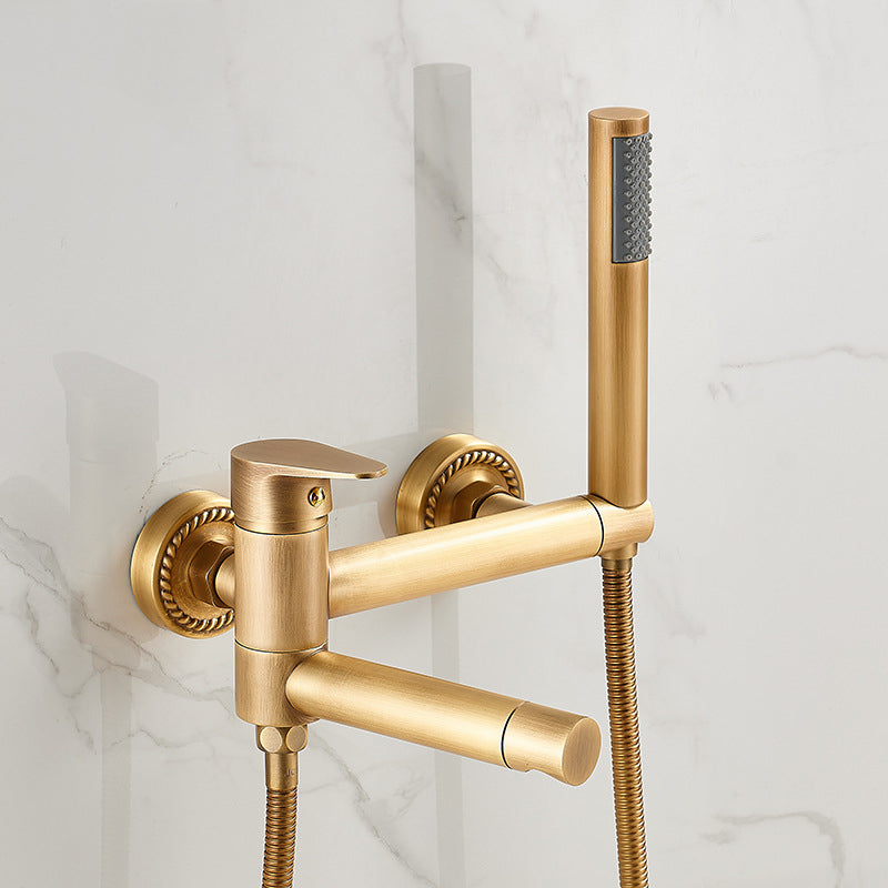 Lever Handle Shower Faucet Single Hand Shower with Shower Hose Bronze Round Clearhalo 'Bathroom Remodel & Bathroom Fixtures' 'Home Improvement' 'home_improvement' 'home_improvement_shower_faucets' 'Shower Faucets & Systems' 'shower_faucets' 'Showers & Bathtubs Plumbing' 'Showers & Bathtubs' 7157684