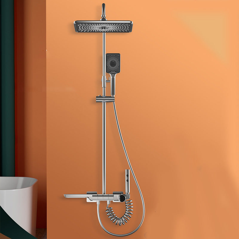 Modern Shower Head Combo Gray Valve Included Tub and Shower Faucet Clearhalo 'Bathroom Remodel & Bathroom Fixtures' 'Home Improvement' 'home_improvement' 'home_improvement_shower_faucets' 'Shower Faucets & Systems' 'shower_faucets' 'Showers & Bathtubs Plumbing' 'Showers & Bathtubs' 7158753
