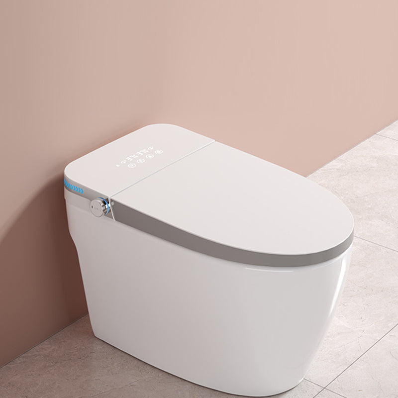 Modern Siphon Jet Toilet Floor Mounted One Piece Toilet Bowl Toilet Auto Flip (Upgrading) 14" Clearhalo 'Bathroom Remodel & Bathroom Fixtures' 'Home Improvement' 'home_improvement' 'home_improvement_toilets' 'Toilets & Bidets' 'Toilets' 7158845