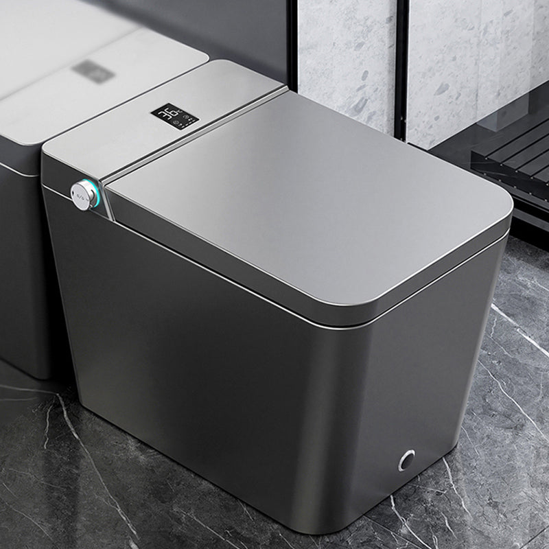 Modern Floor Mount Flush Toilet Siphon Jet Urine Toilet with Heated Seat for Bathroom Grey Automatic Lid( Top Configuration) 12" Clearhalo 'Bathroom Remodel & Bathroom Fixtures' 'Home Improvement' 'home_improvement' 'home_improvement_toilets' 'Toilets & Bidets' 'Toilets' 7158869