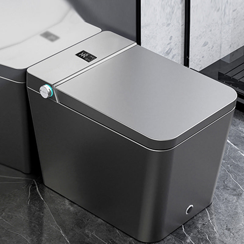 Modern Floor Mount Flush Toilet Siphon Jet Urine Toilet with Heated Seat for Bathroom Grey 16" Clearhalo 'Bathroom Remodel & Bathroom Fixtures' 'Home Improvement' 'home_improvement' 'home_improvement_toilets' 'Toilets & Bidets' 'Toilets' 7158870