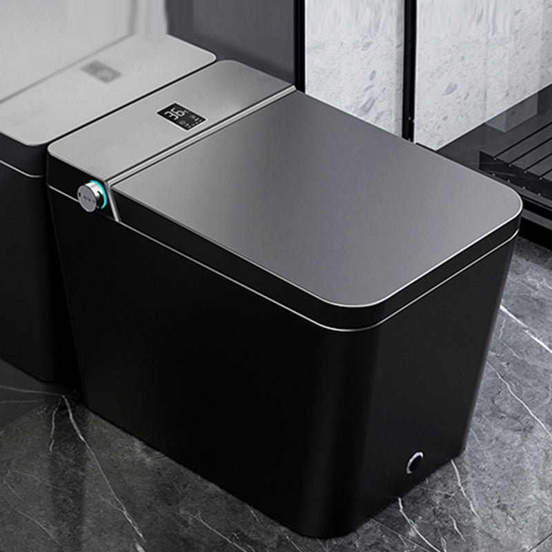 Modern Floor Mount Flush Toilet Siphon Jet Urine Toilet with Heated Seat for Bathroom Black Clearhalo 'Bathroom Remodel & Bathroom Fixtures' 'Home Improvement' 'home_improvement' 'home_improvement_toilets' 'Toilets & Bidets' 'Toilets' 7158873