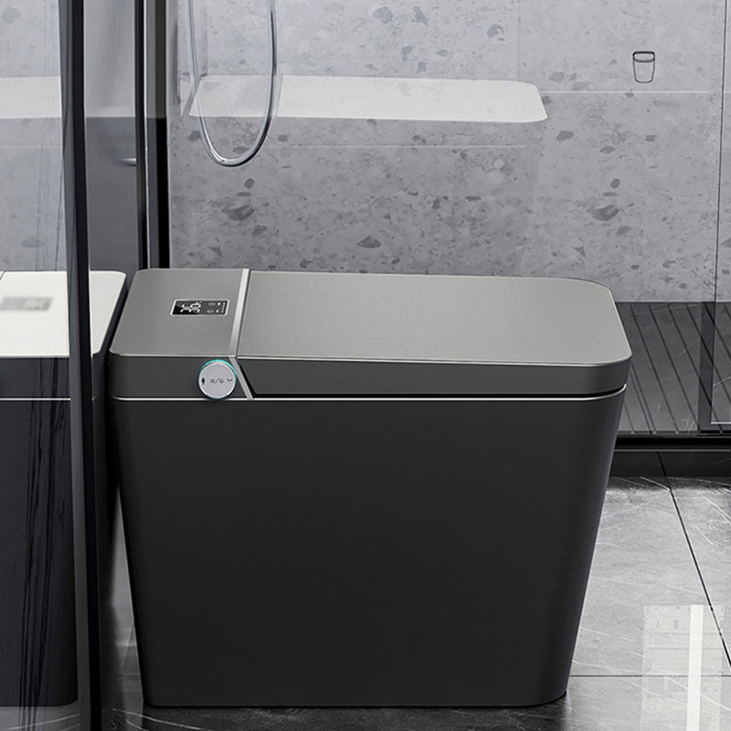 Modern Floor Mount Flush Toilet Siphon Jet Urine Toilet with Heated Seat for Bathroom Grey Manual Flip (Medium Configuration Version) 12" Clearhalo 'Bathroom Remodel & Bathroom Fixtures' 'Home Improvement' 'home_improvement' 'home_improvement_toilets' 'Toilets & Bidets' 'Toilets' 7158875