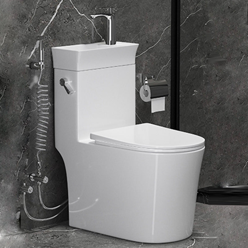 All In One Floor Mounted Toilet Siphon Jet Porcelain Modern Toilet Bowl White Toilet with Sprayer 14" Clearhalo 'Bathroom Remodel & Bathroom Fixtures' 'Home Improvement' 'home_improvement' 'home_improvement_toilets' 'Toilets & Bidets' 'Toilets' 7158883