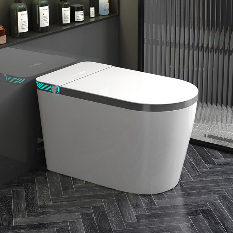 Modern Floor Mounted Flush Toilet Siphon Jet Toilet Bowl with Slow Close Seat for Washroom Grey Foot Touch Flush (Standard Configuration) 12" Clearhalo 'Bathroom Remodel & Bathroom Fixtures' 'Home Improvement' 'home_improvement' 'home_improvement_toilets' 'Toilets & Bidets' 'Toilets' 7158908