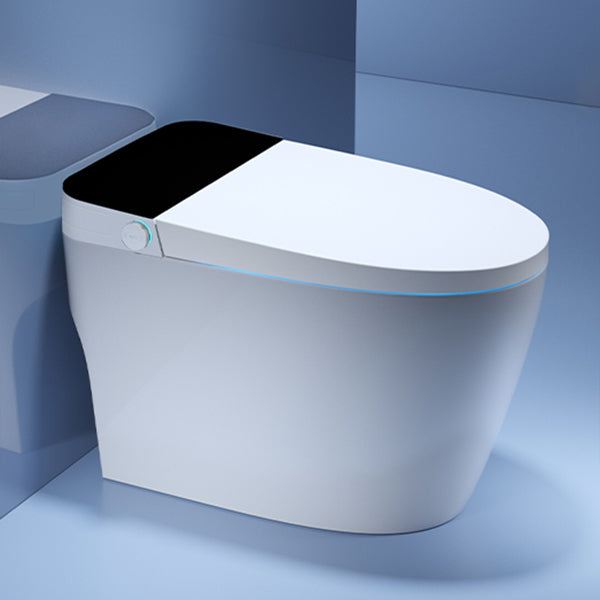 Modern Toilet Bowl One Piece Toilet Floor Mounted Siphon Jet Porcelain Toilet Black Heating Seat Ring （Standard ) Clearhalo 'Bathroom Remodel & Bathroom Fixtures' 'Home Improvement' 'home_improvement' 'home_improvement_toilets' 'Toilets & Bidets' 'Toilets' 7158923