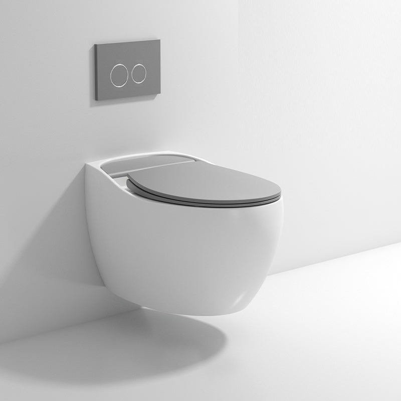 Wall Mount Modern Flush Toilet Porcelain Single Flush Toilet White/ Gray Clearhalo 'Bathroom Remodel & Bathroom Fixtures' 'Home Improvement' 'home_improvement' 'home_improvement_toilets' 'Toilets & Bidets' 'Toilets' 7158943