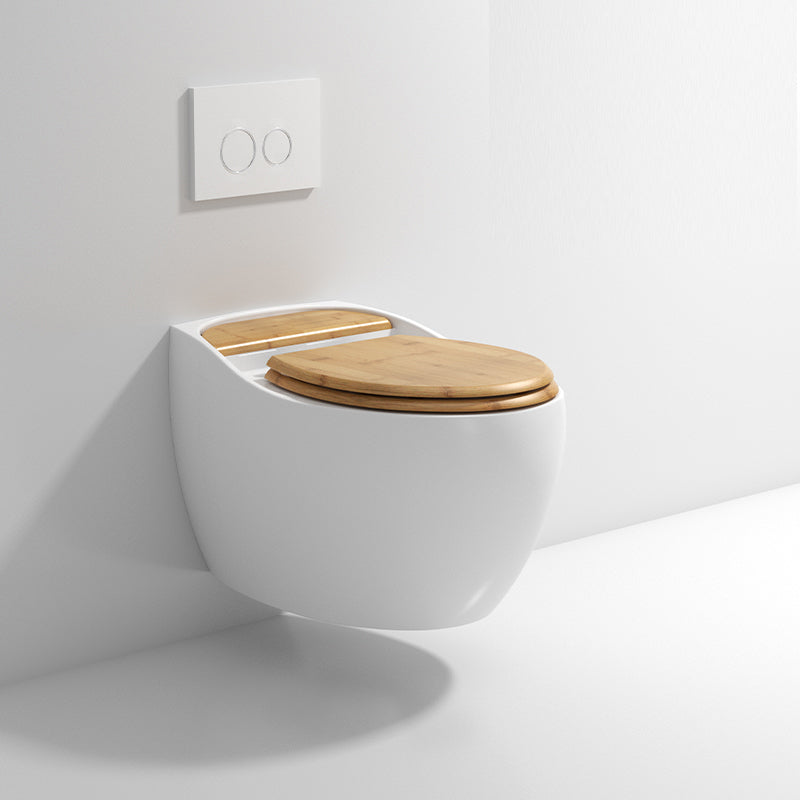 Wall Mount Modern Flush Toilet Porcelain Single Flush Toilet Yellow - White Clearhalo 'Bathroom Remodel & Bathroom Fixtures' 'Home Improvement' 'home_improvement' 'home_improvement_toilets' 'Toilets & Bidets' 'Toilets' 7158944