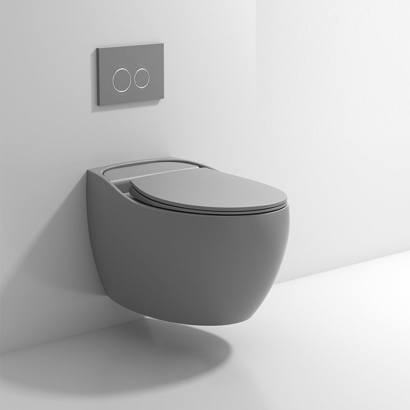 Wall Mount Modern Flush Toilet Porcelain Single Flush Toilet Grey Clearhalo 'Bathroom Remodel & Bathroom Fixtures' 'Home Improvement' 'home_improvement' 'home_improvement_toilets' 'Toilets & Bidets' 'Toilets' 7158945