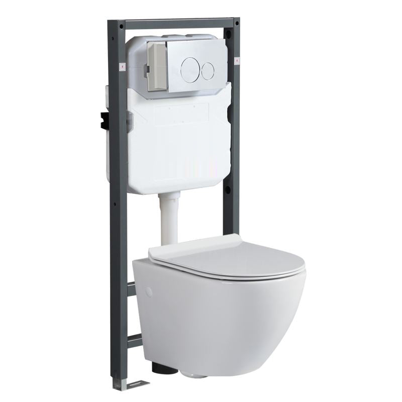 Modern Wall Mount Toilet White Toilet Bowl with Seat for Washroom 14"L x 19"W x 12"H Toilet with High Tanker Clearhalo 'Bathroom Remodel & Bathroom Fixtures' 'Home Improvement' 'home_improvement' 'home_improvement_toilets' 'Toilets & Bidets' 'Toilets' 7158959
