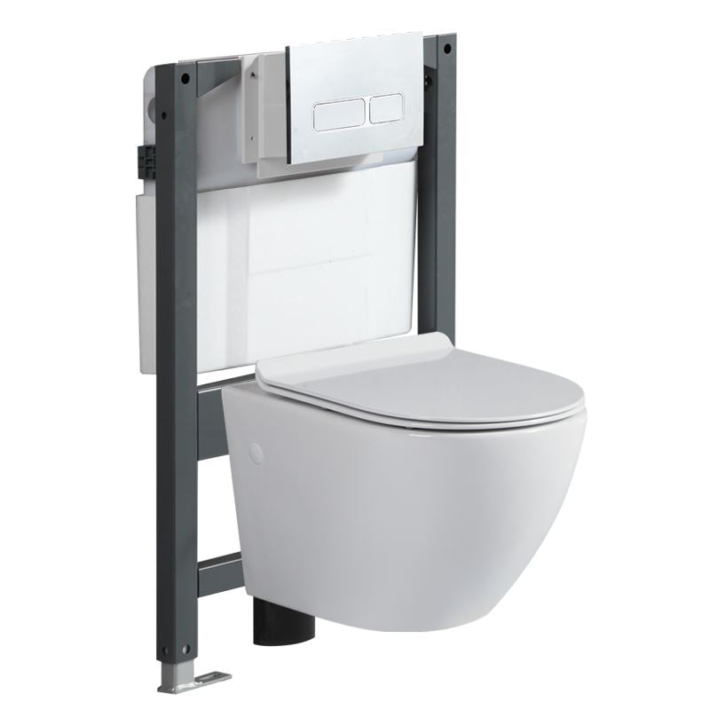 Modern Wall Mount Toilet White Toilet Bowl with Seat for Washroom 14"L x 19"W x 12"H Toilet with Low Tanker Clearhalo 'Bathroom Remodel & Bathroom Fixtures' 'Home Improvement' 'home_improvement' 'home_improvement_toilets' 'Toilets & Bidets' 'Toilets' 7158960