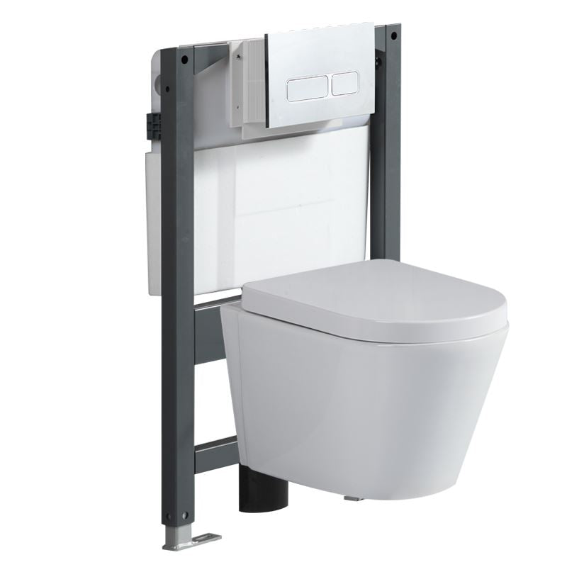 Modern Wall Mount Toilet White Toilet Bowl with Seat for Washroom 13"L x 19"W x 12"H Toilet with Low Tanker Clearhalo 'Bathroom Remodel & Bathroom Fixtures' 'Home Improvement' 'home_improvement' 'home_improvement_toilets' 'Toilets & Bidets' 'Toilets' 7158964