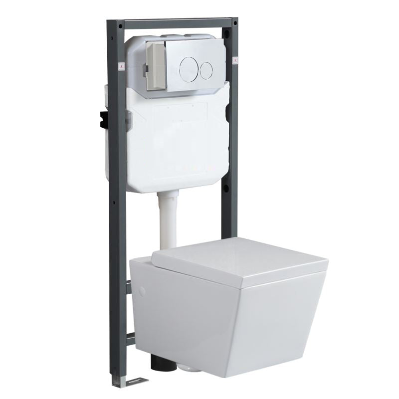 Modern Wall Mount Toilet White Toilet Bowl with Seat for Washroom 14"L x 22"W x 12"H Toilet with High Tanker Clearhalo 'Bathroom Remodel & Bathroom Fixtures' 'Home Improvement' 'home_improvement' 'home_improvement_toilets' 'Toilets & Bidets' 'Toilets' 7158975