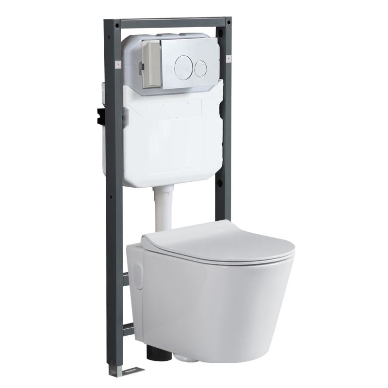 Modern Wall Mount Toilet White Toilet Bowl with Seat for Washroom 14"L x 22"W x 13"H Toilet with High Tanker Clearhalo 'Bathroom Remodel & Bathroom Fixtures' 'Home Improvement' 'home_improvement' 'home_improvement_toilets' 'Toilets & Bidets' 'Toilets' 7158978