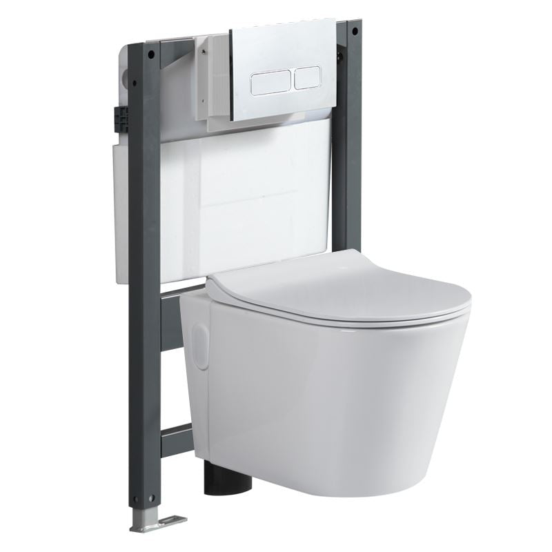 Modern Wall Mount Toilet White Toilet Bowl with Seat for Washroom 14"L x 22"W x 13"H Toilet with Low Tanker Clearhalo 'Bathroom Remodel & Bathroom Fixtures' 'Home Improvement' 'home_improvement' 'home_improvement_toilets' 'Toilets & Bidets' 'Toilets' 7158979