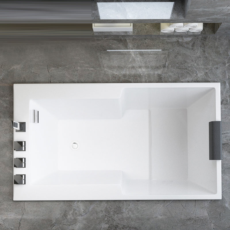 Modern Drop in Acrylic Bathtub Rectangular Soaking White Bath Tub with Silver 5-Piece Set Clearhalo 'Bathroom Remodel & Bathroom Fixtures' 'Bathtubs' 'Home Improvement' 'home_improvement' 'home_improvement_bathtubs' 'Showers & Bathtubs' 7158996