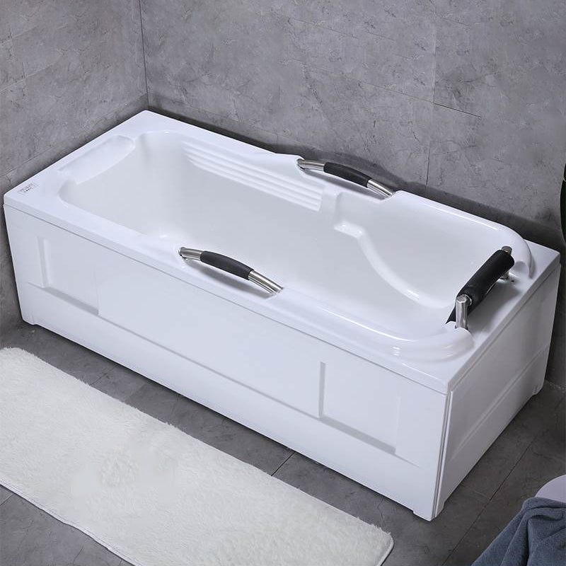 Stand Alone Acrylic Bathtub Rectangular Modern Soaking White Bath Left Tub with Pillow Clearhalo 'Bathroom Remodel & Bathroom Fixtures' 'Bathtubs' 'Home Improvement' 'home_improvement' 'home_improvement_bathtubs' 'Showers & Bathtubs' 7159013