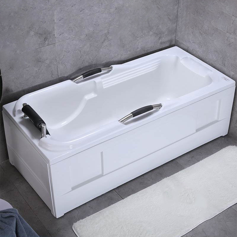 Stand Alone Acrylic Bathtub Rectangular Modern Soaking White Bath Right Tub with Pillow Clearhalo 'Bathroom Remodel & Bathroom Fixtures' 'Bathtubs' 'Home Improvement' 'home_improvement' 'home_improvement_bathtubs' 'Showers & Bathtubs' 7159016