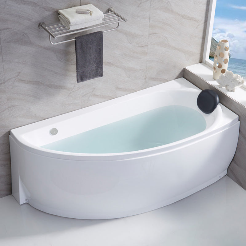 Corner Acrylic Bath Modern Soaking White Back to Wall Bathtub Left Tub Clearhalo 'Bathroom Remodel & Bathroom Fixtures' 'Bathtubs' 'Home Improvement' 'home_improvement' 'home_improvement_bathtubs' 'Showers & Bathtubs' 7159037