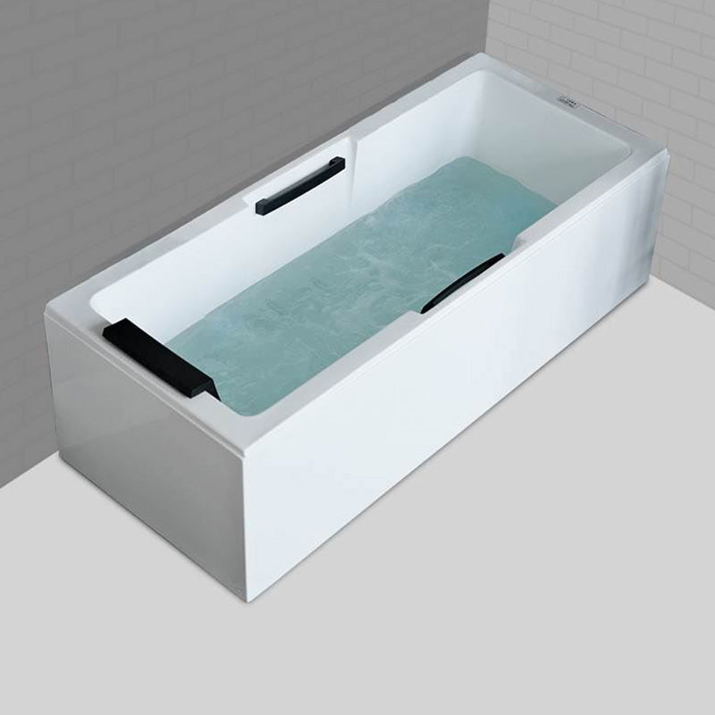 Freestanding Acrylic Bathtub Rectangular Modern Soaking Bath Right Tub with Pillow Clearhalo 'Bathroom Remodel & Bathroom Fixtures' 'Bathtubs' 'Home Improvement' 'home_improvement' 'home_improvement_bathtubs' 'Showers & Bathtubs' 7159080