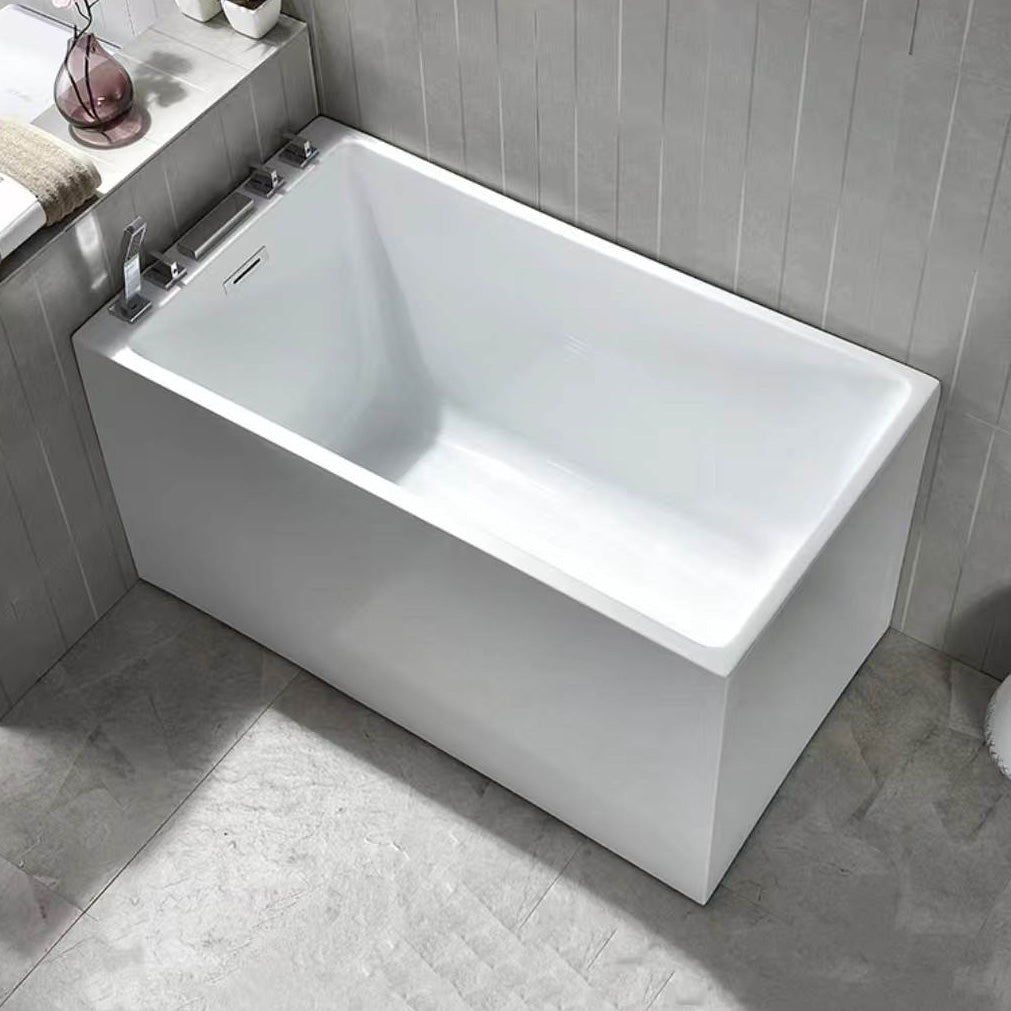 Flat Bottom Rectangular Bathtub Antique Finish Back to Wall Modern Bath Tub Without Seat Tub with Silver 5-Piece Set Clearhalo 'Bathroom Remodel & Bathroom Fixtures' 'Bathtubs' 'Home Improvement' 'home_improvement' 'home_improvement_bathtubs' 'Showers & Bathtubs' 7159134