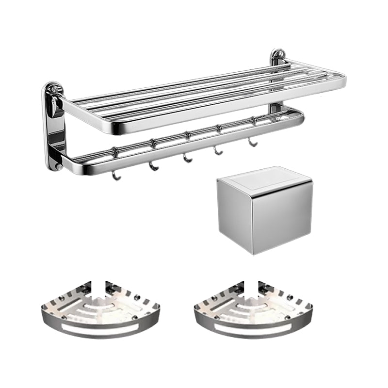 Modern Bath Hardware Set Stainless Steel Bath Shelf Paper Holder Bathroom Accessory Kit 4-Piece Set (Triangular Bath Shelf) Clearhalo 'Bathroom Hardware Sets' 'Bathroom Hardware' 'Bathroom Remodel & Bathroom Fixtures' 'bathroom_hardware_sets' 'Home Improvement' 'home_improvement' 'home_improvement_bathroom_hardware_sets' 7159218