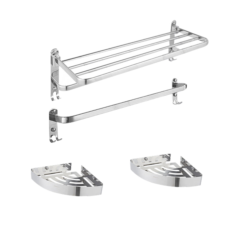 Modern Bath Hardware Set Stainless Steel Bath Shelf Paper Holder Bathroom Accessory Kit 4-Piece Set(Single Rod) Clearhalo 'Bathroom Hardware Sets' 'Bathroom Hardware' 'Bathroom Remodel & Bathroom Fixtures' 'bathroom_hardware_sets' 'Home Improvement' 'home_improvement' 'home_improvement_bathroom_hardware_sets' 7159219