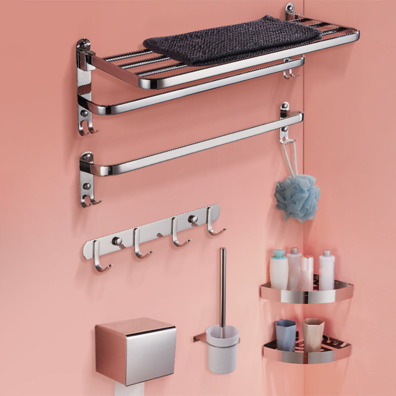 Modern Bath Hardware Set Stainless Steel Bath Shelf Paper Holder Bathroom Accessory Kit Clearhalo 'Bathroom Hardware Sets' 'Bathroom Hardware' 'Bathroom Remodel & Bathroom Fixtures' 'bathroom_hardware_sets' 'Home Improvement' 'home_improvement' 'home_improvement_bathroom_hardware_sets' 7159224