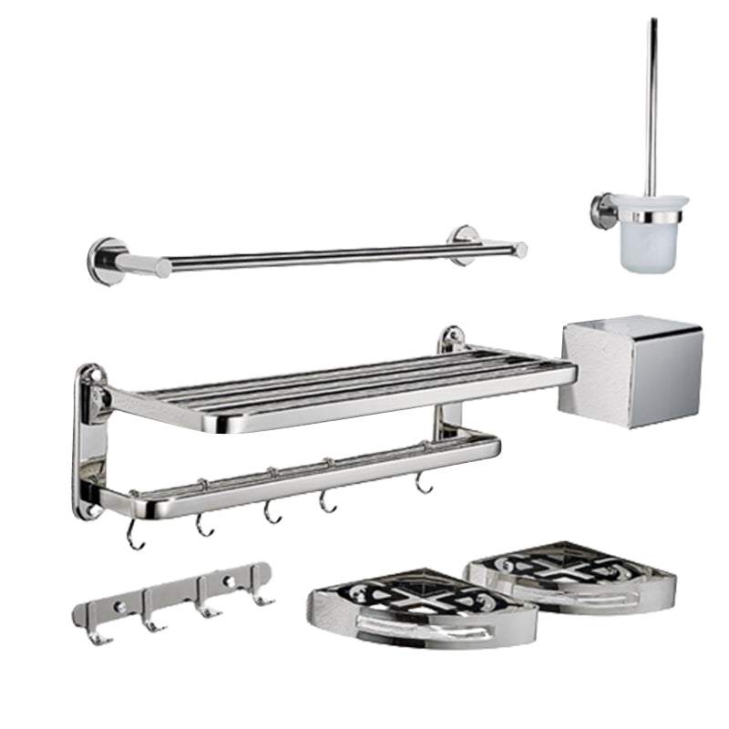 Modern Bath Hardware Set Stainless Steel Bath Shelf Paper Holder Bathroom Accessory Kit Clearhalo 'Bathroom Hardware Sets' 'Bathroom Hardware' 'Bathroom Remodel & Bathroom Fixtures' 'bathroom_hardware_sets' 'Home Improvement' 'home_improvement' 'home_improvement_bathroom_hardware_sets' 7159226