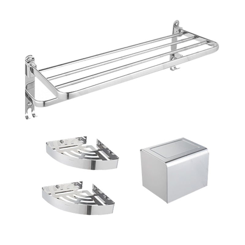 Modern Bath Hardware Set Stainless Steel Bath Shelf Paper Holder Bathroom Accessory Kit 4-Piece Set (Toilet Paper Holder) Clearhalo 'Bathroom Hardware Sets' 'Bathroom Hardware' 'Bathroom Remodel & Bathroom Fixtures' 'bathroom_hardware_sets' 'Home Improvement' 'home_improvement' 'home_improvement_bathroom_hardware_sets' 7159233