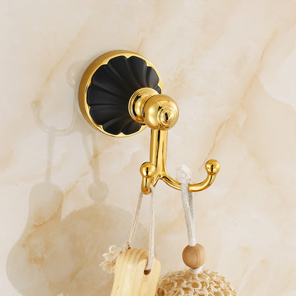 Traditional Bathroom Accessory Kit Towel Bar Bath Shelf Black Bath Hardware Set Towel Robe Hook Clearhalo 'Bathroom Hardware Sets' 'Bathroom Hardware' 'Bathroom Remodel & Bathroom Fixtures' 'bathroom_hardware_sets' 'Home Improvement' 'home_improvement' 'home_improvement_bathroom_hardware_sets' 7159242