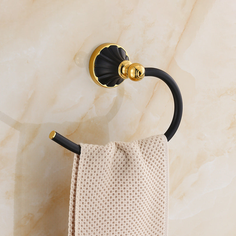 Traditional Bathroom Accessory Kit Towel Bar Bath Shelf Black Bath Hardware Set Towel Ring Clearhalo 'Bathroom Hardware Sets' 'Bathroom Hardware' 'Bathroom Remodel & Bathroom Fixtures' 'bathroom_hardware_sets' 'Home Improvement' 'home_improvement' 'home_improvement_bathroom_hardware_sets' 7159243