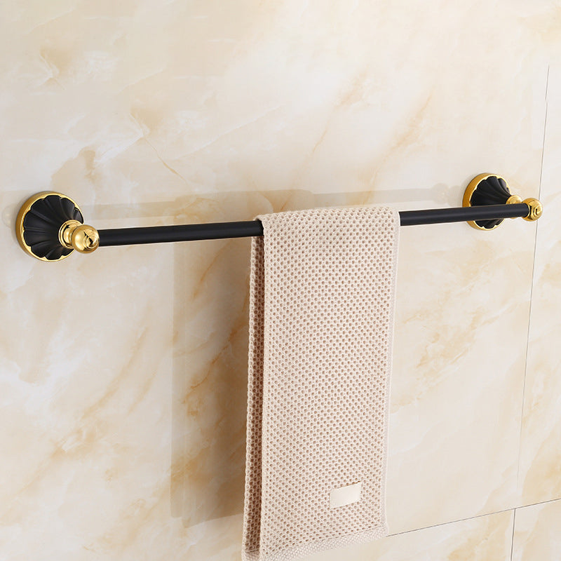 Traditional Bathroom Accessory Kit Towel Bar Bath Shelf Black Bath Hardware Set Towel Bar (Single Rod) Clearhalo 'Bathroom Hardware Sets' 'Bathroom Hardware' 'Bathroom Remodel & Bathroom Fixtures' 'bathroom_hardware_sets' 'Home Improvement' 'home_improvement' 'home_improvement_bathroom_hardware_sets' 7159247