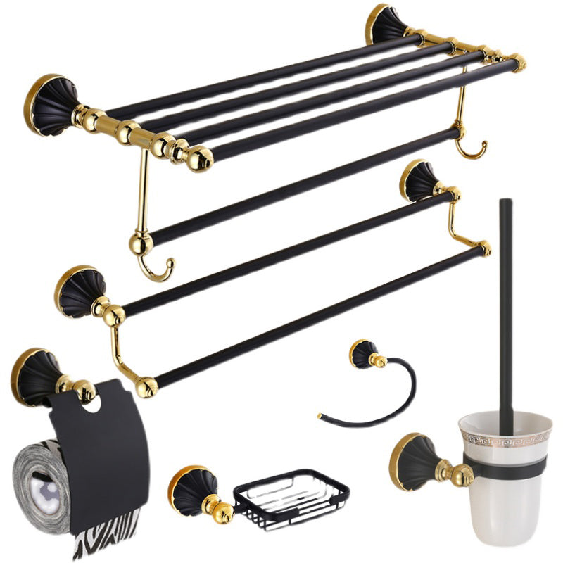 Traditional Bathroom Accessory Kit Towel Bar Bath Shelf Black Bath Hardware Set Clearhalo 'Bathroom Hardware Sets' 'Bathroom Hardware' 'Bathroom Remodel & Bathroom Fixtures' 'bathroom_hardware_sets' 'Home Improvement' 'home_improvement' 'home_improvement_bathroom_hardware_sets' 7159248