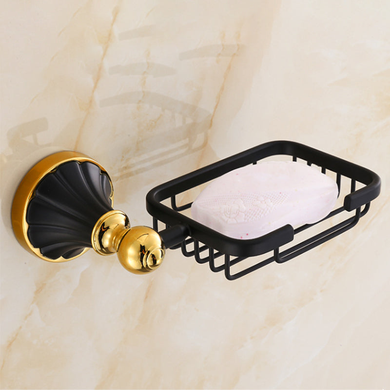 Traditional Bathroom Accessory Kit Towel Bar Bath Shelf Black Bath Hardware Set Soap Net Clearhalo 'Bathroom Hardware Sets' 'Bathroom Hardware' 'Bathroom Remodel & Bathroom Fixtures' 'bathroom_hardware_sets' 'Home Improvement' 'home_improvement' 'home_improvement_bathroom_hardware_sets' 7159254