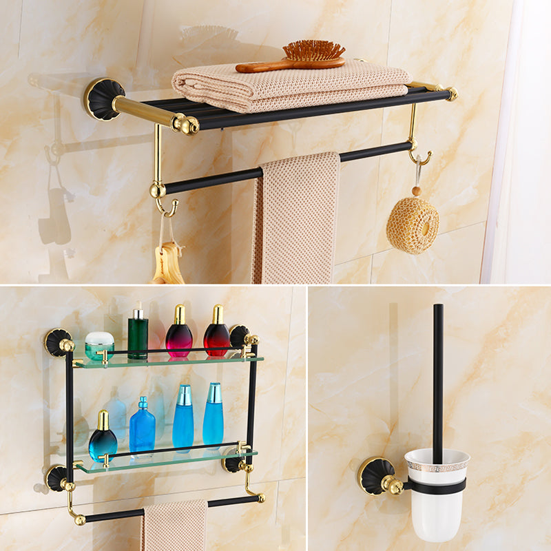 Traditional Bathroom Accessory Kit Towel Bar Bath Shelf Black Bath Hardware Set 3-Piece Set (Toilet Brush) Clearhalo 'Bathroom Hardware Sets' 'Bathroom Hardware' 'Bathroom Remodel & Bathroom Fixtures' 'bathroom_hardware_sets' 'Home Improvement' 'home_improvement' 'home_improvement_bathroom_hardware_sets' 7159256