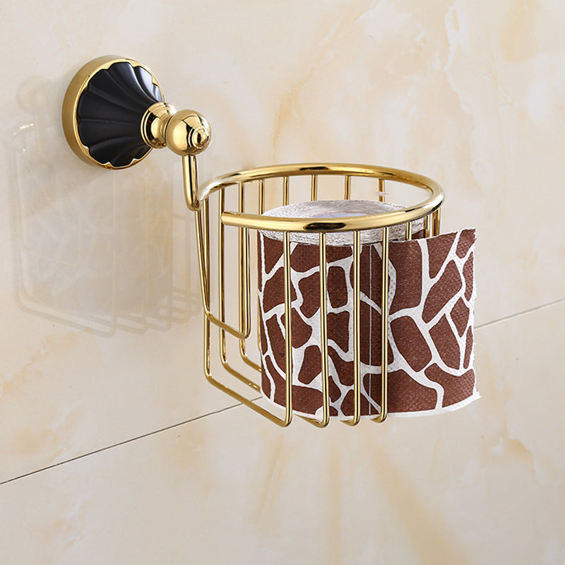 Traditional Bathroom Accessory Kit Towel Bar Bath Shelf Black Bath Hardware Set Tissue Basket Clearhalo 'Bathroom Hardware Sets' 'Bathroom Hardware' 'Bathroom Remodel & Bathroom Fixtures' 'bathroom_hardware_sets' 'Home Improvement' 'home_improvement' 'home_improvement_bathroom_hardware_sets' 7159260